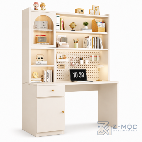 Bàn học liền kệ màu xanh cánh trắng hiện đại ZM-70050 - ảnh chi tiết 1