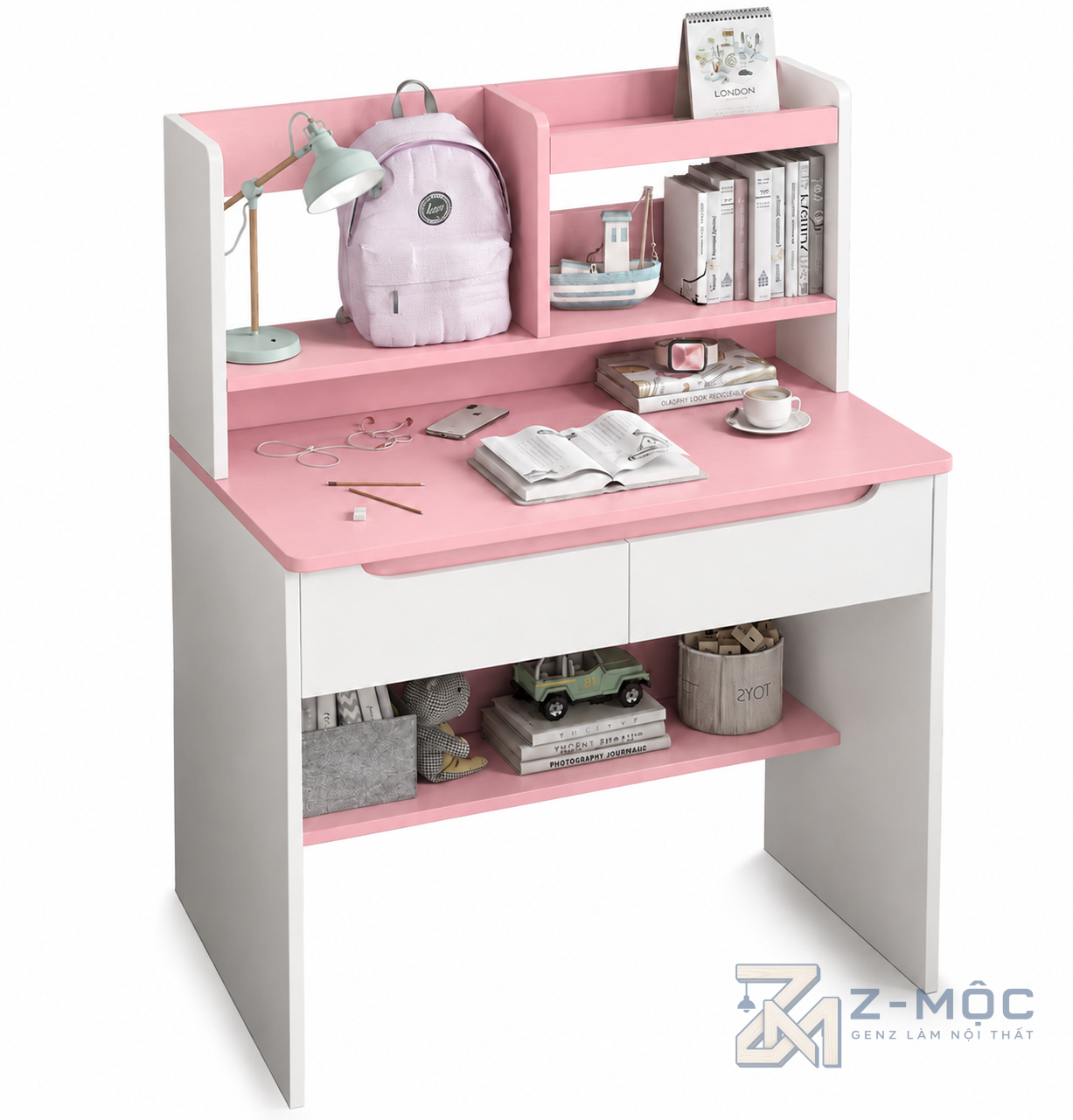 Bàn Học Liền Kệ Sách 2 Ngăn Kéo Nhỏ Gọn Hiện Đại ZM-70032 - ảnh chi tiết 1