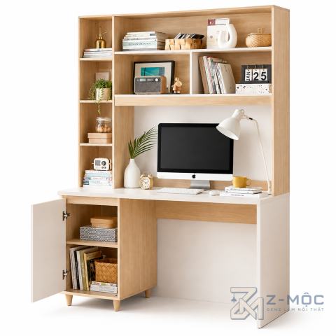 Bàn Học Và Làm Việc Liền Giá Sách Có Tủ Lưu Trữ ZM-70038 - ảnh chi tiết 1
