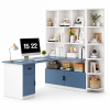 Bàn Học Và Làm Việc Liền Kệ Sách Chữ L Trắng Phối Xanh ZM-70041 - 1400x550x750mm + Kệ 1300x300x1650mm - ZM-70041.1