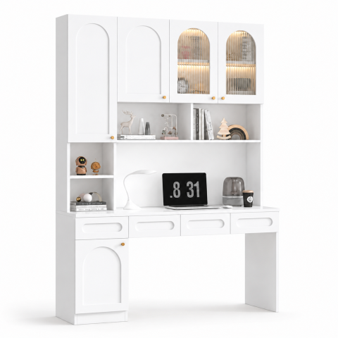 Bàn Học Và Làm Việc Màu Trắng Liền Kệ Kính Độc Đáo ZM-70051 - 1600x600x2000mm - ZM-70051.3