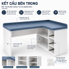 Bàn Làm Việc Chữ L Màu Xanh Trắng Nhỏ Gọn ZM-70054 - ảnh chi tiết 5