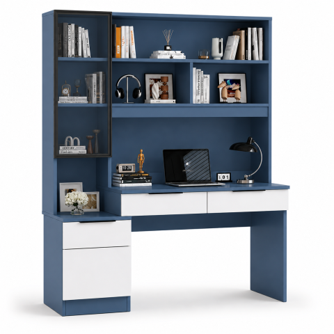 Bàn Làm Việc Liền Giá Sách Màu Xanh Gọn Gàng ZM-70042 - 1400x600x1900mm - ZM-70042.2