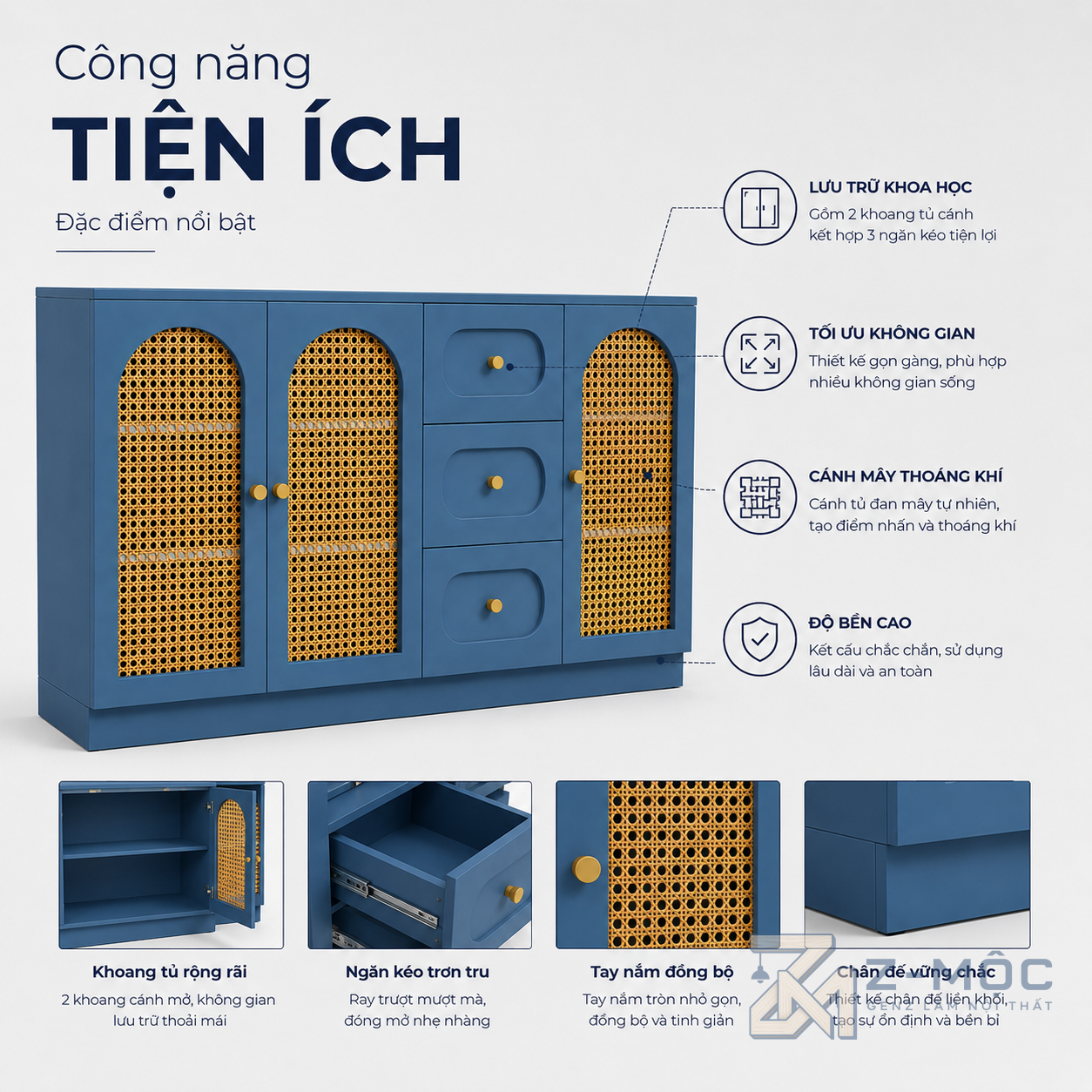 Bố cục nhiều ngăn, đáp ứng nhu cầu lưu trữ