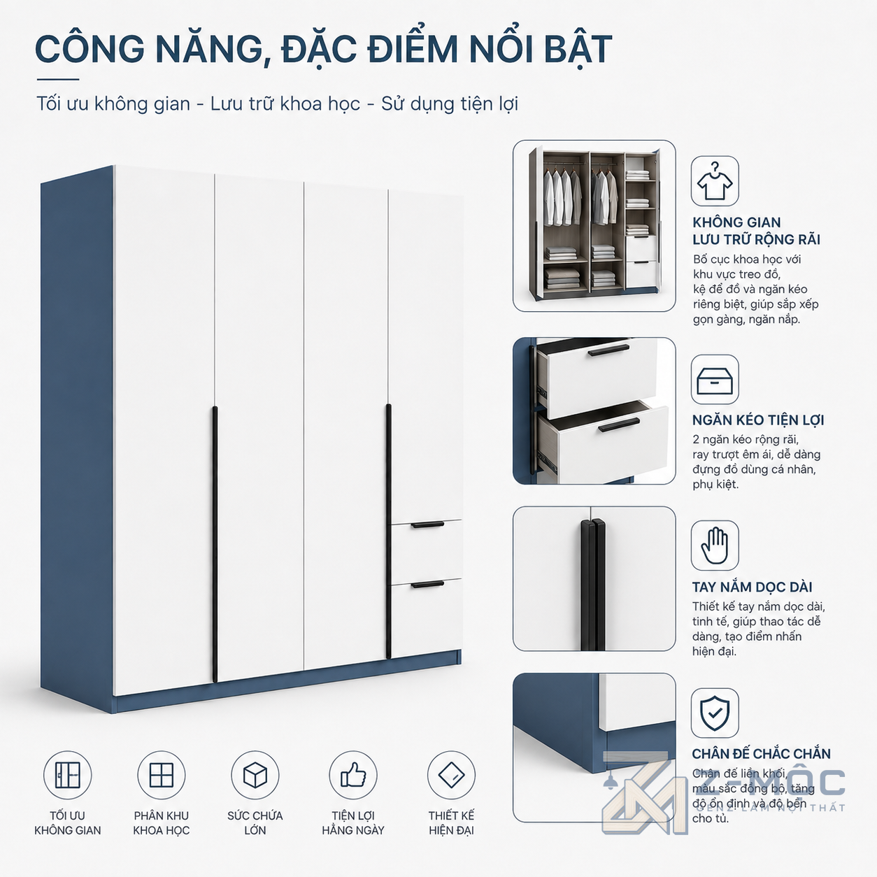 Bố trí nhiều khu vực lưu trữ trong một mẫu tủ