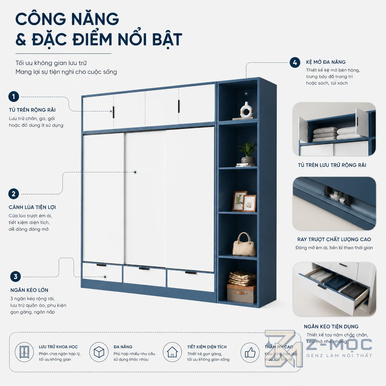 Bố trí nhiều ngăn lưu trữ khoa học