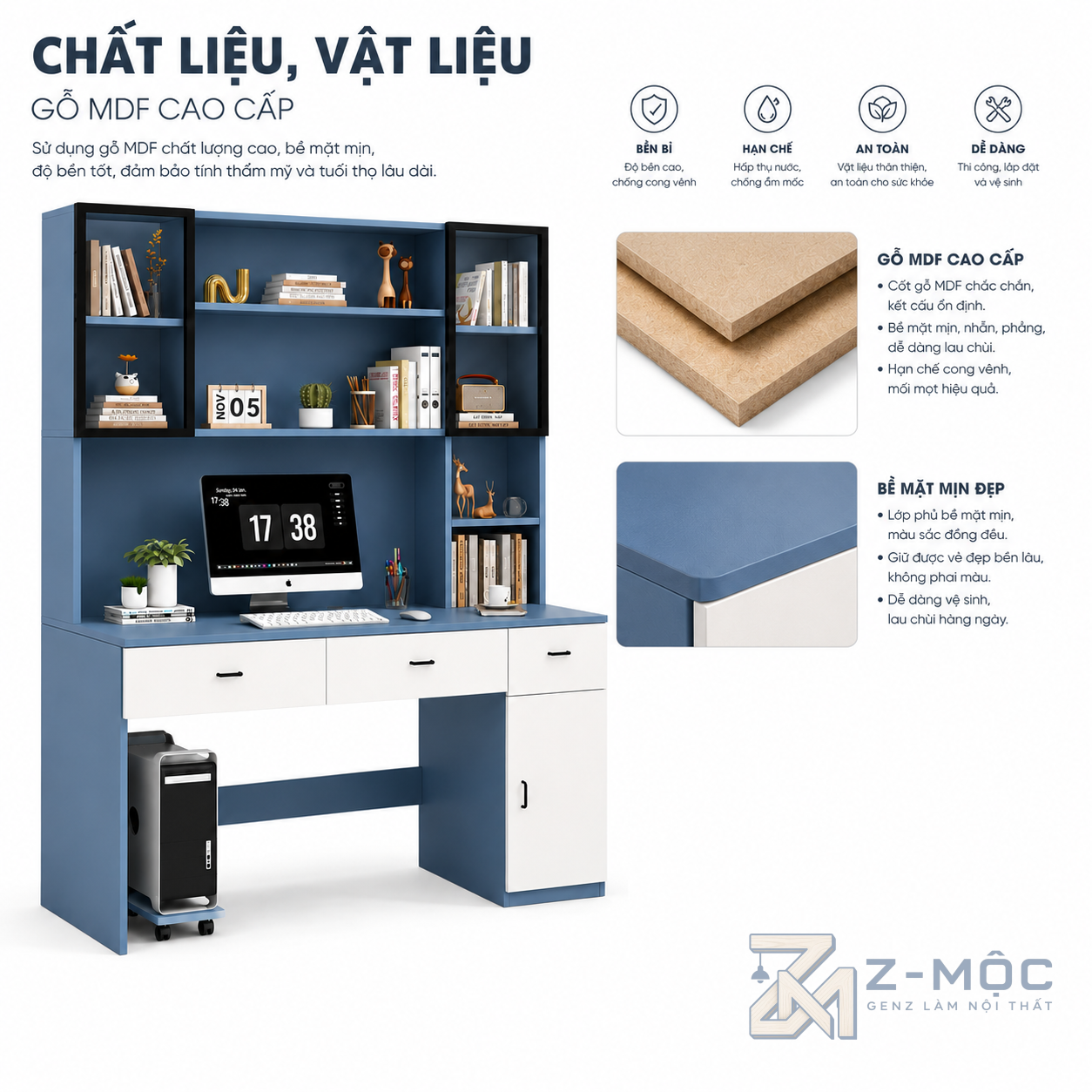 Chất liệu bền đẹp, dễ vệ sinh
