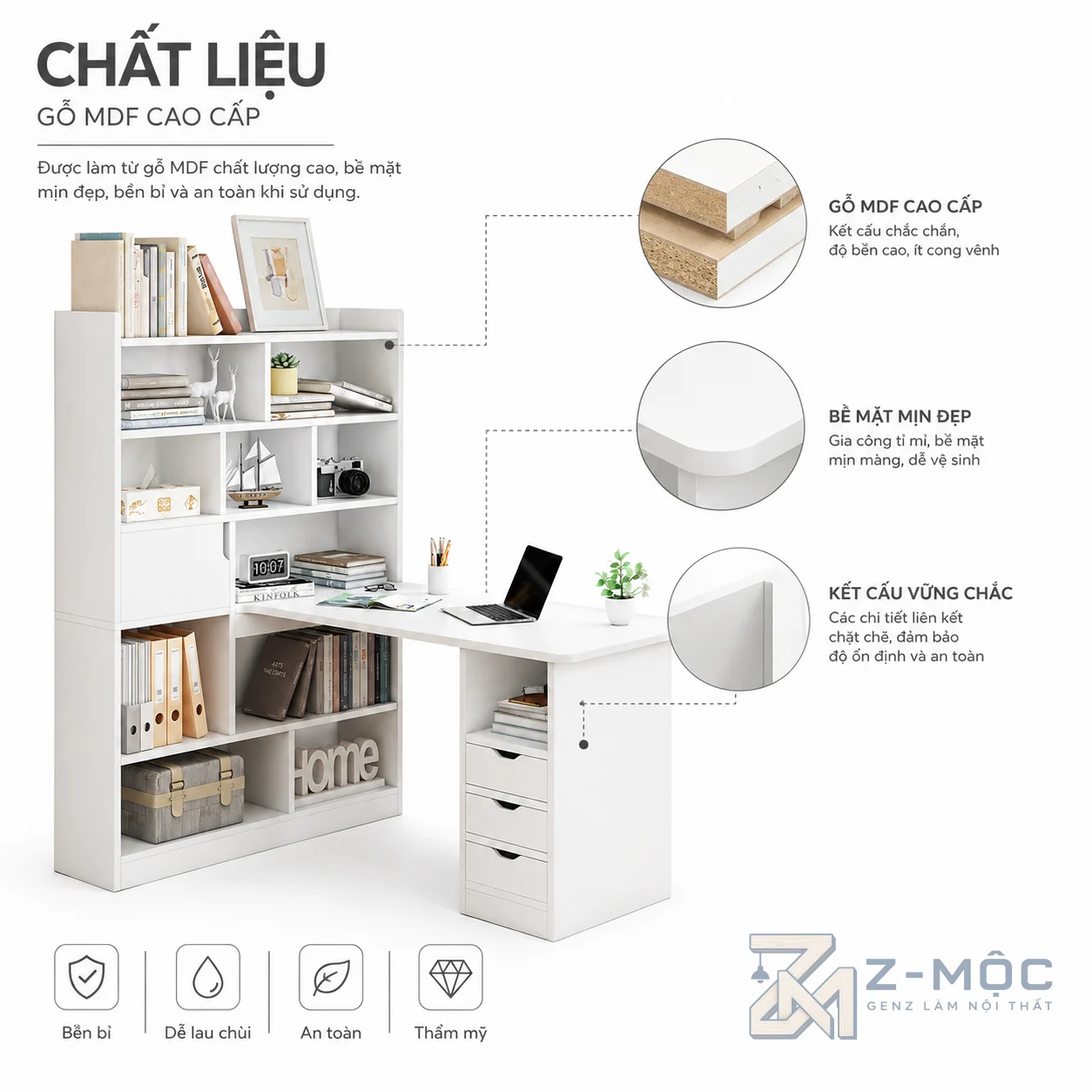 Chất liệu bền đẹp, sử dụng lâu dài