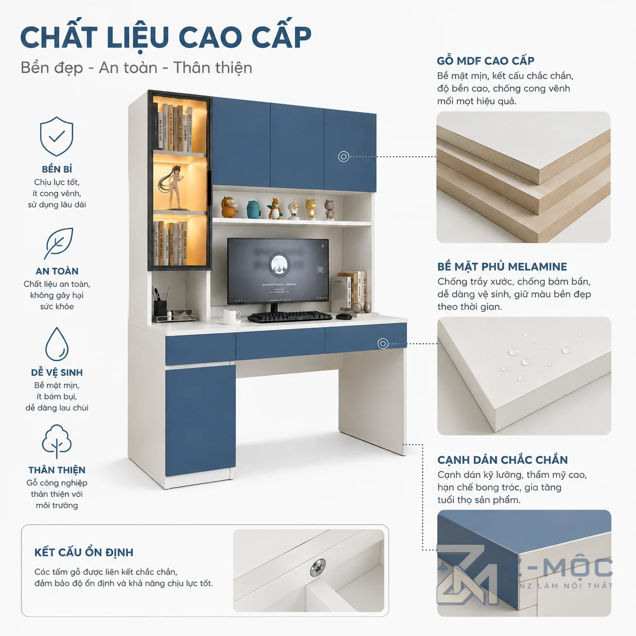 Chất liệu gỗ MDF bền đẹp theo thời gian