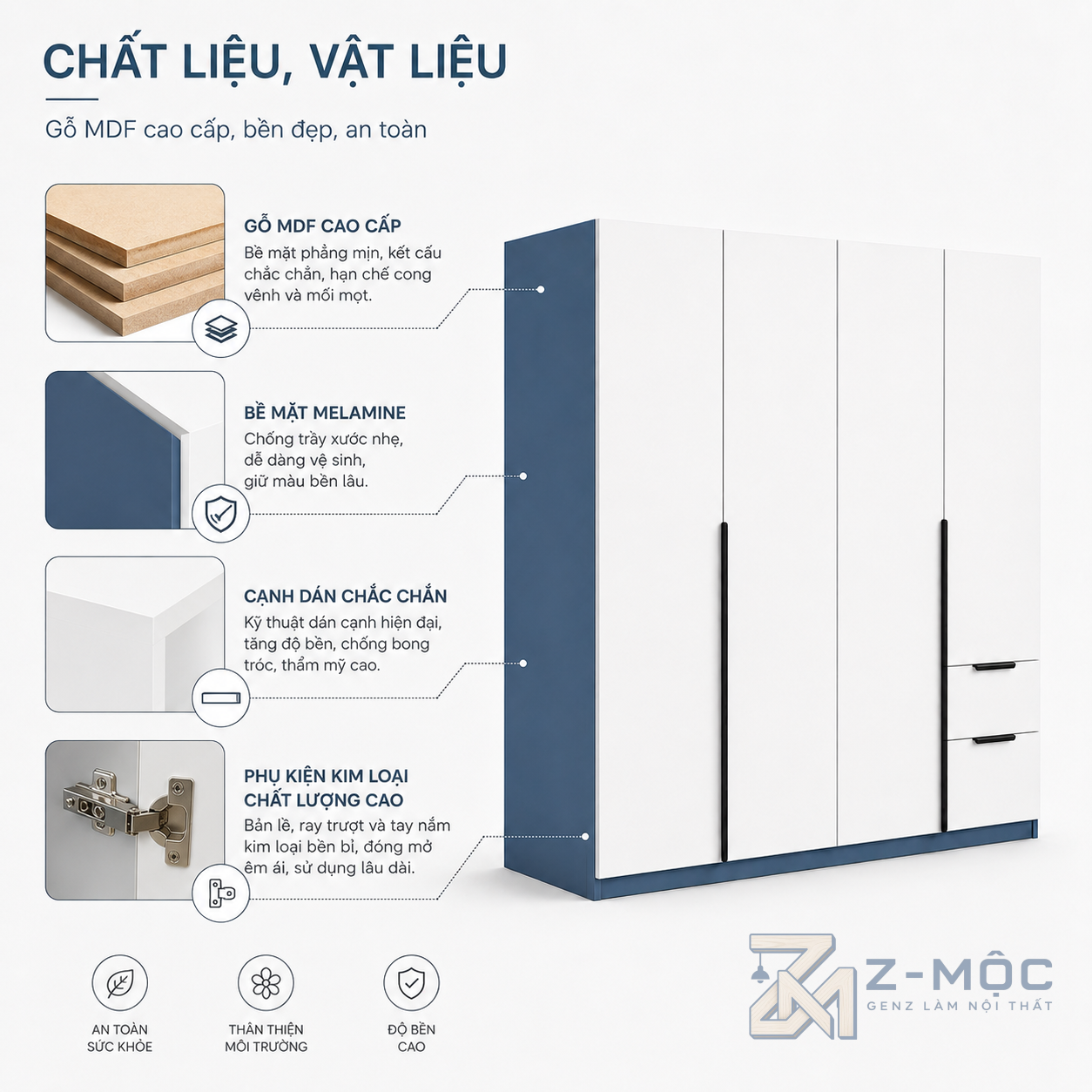 Chất liệu gỗ MDF phủ melamine dễ ứng dụng