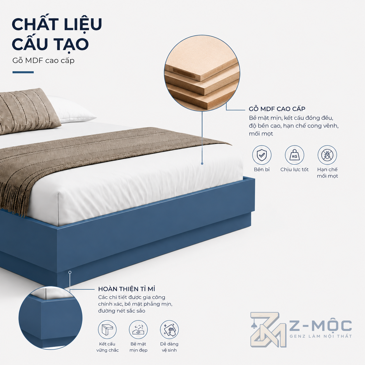 Chất liệu MDF chống ẩm bền đẹp theo thời gian
