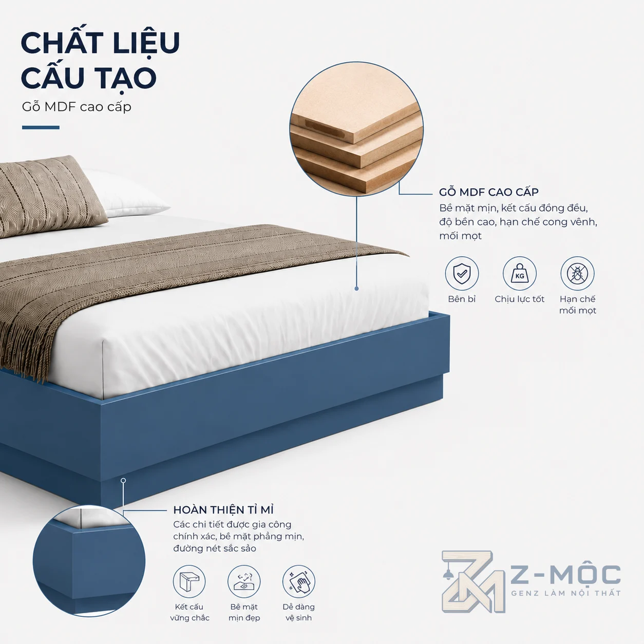 Chất liệu MDF chống ẩm bền đẹp theo thời gian