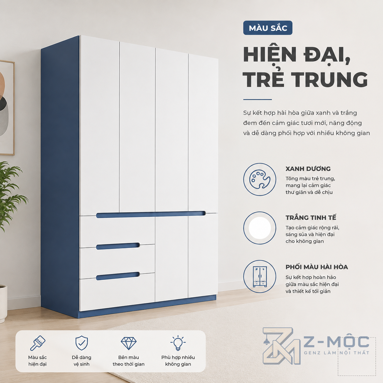 Dễ phối với nội thất phòng ngủ