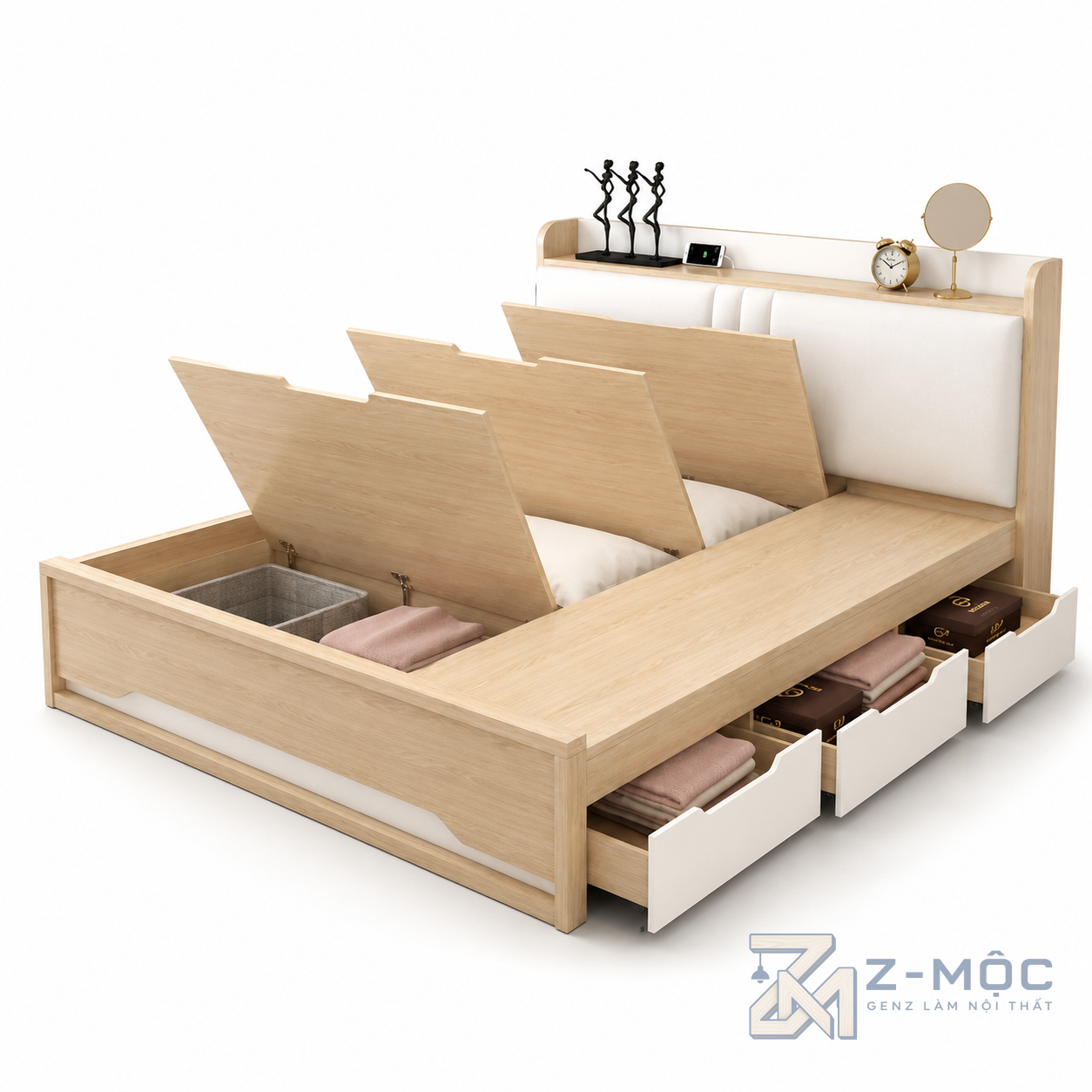Giường Ngủ Có Ngăn Kéo Và Hộc Chứa Đồ Thông Minh ZM-11024 - ảnh chi tiết 6