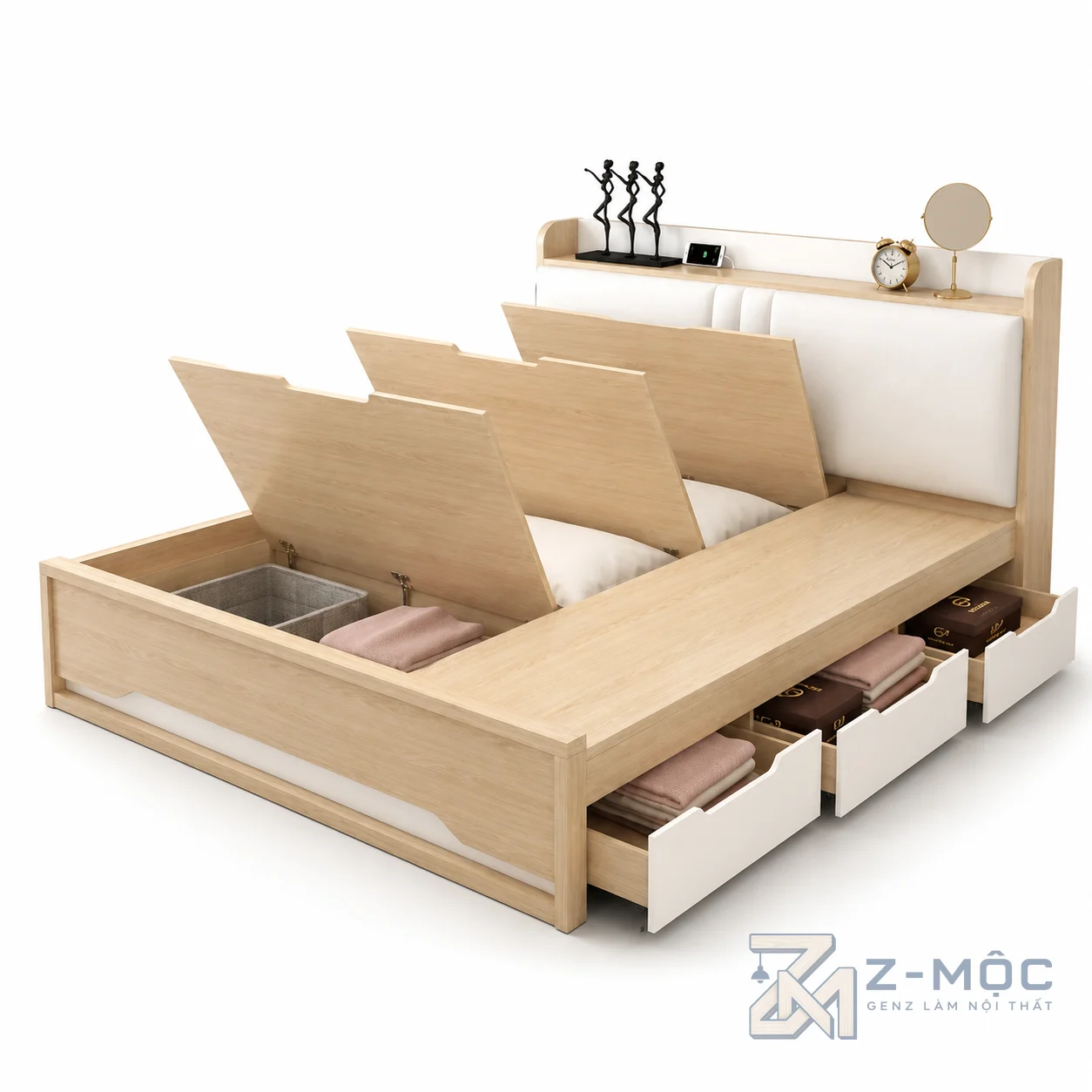 Giường Ngủ Có Ngăn Kéo Và Hộc Chứa Đồ Thông Minh ZM-11024 - ảnh chi tiết 6