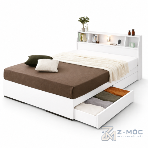 Giường Ngủ Có Ngăn Kéo Và Kệ Đầu Giường Hiện Đại ZM-11025 - ảnh chi tiết 1