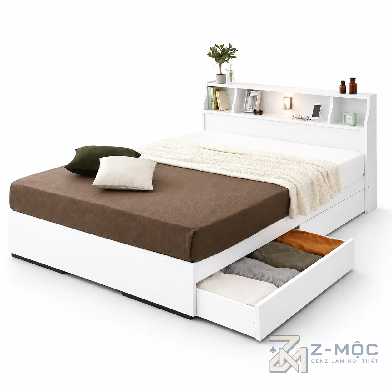 Giường Ngủ Có Ngăn Kéo Và Kệ Đầu Giường Hiện Đại ZM-11025 - ảnh chi tiết 1