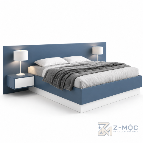 Giường Ngủ Gỗ Màu Trắng Tối Giản Có Tab Đầu Giường ZM-11027 - ảnh chi tiết 1