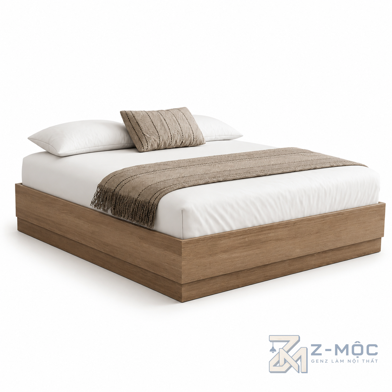 Giường Ngủ Không Đầu Giường Gỗ MDF Màu Xanh ZM-11023 - ảnh chi tiết 7
