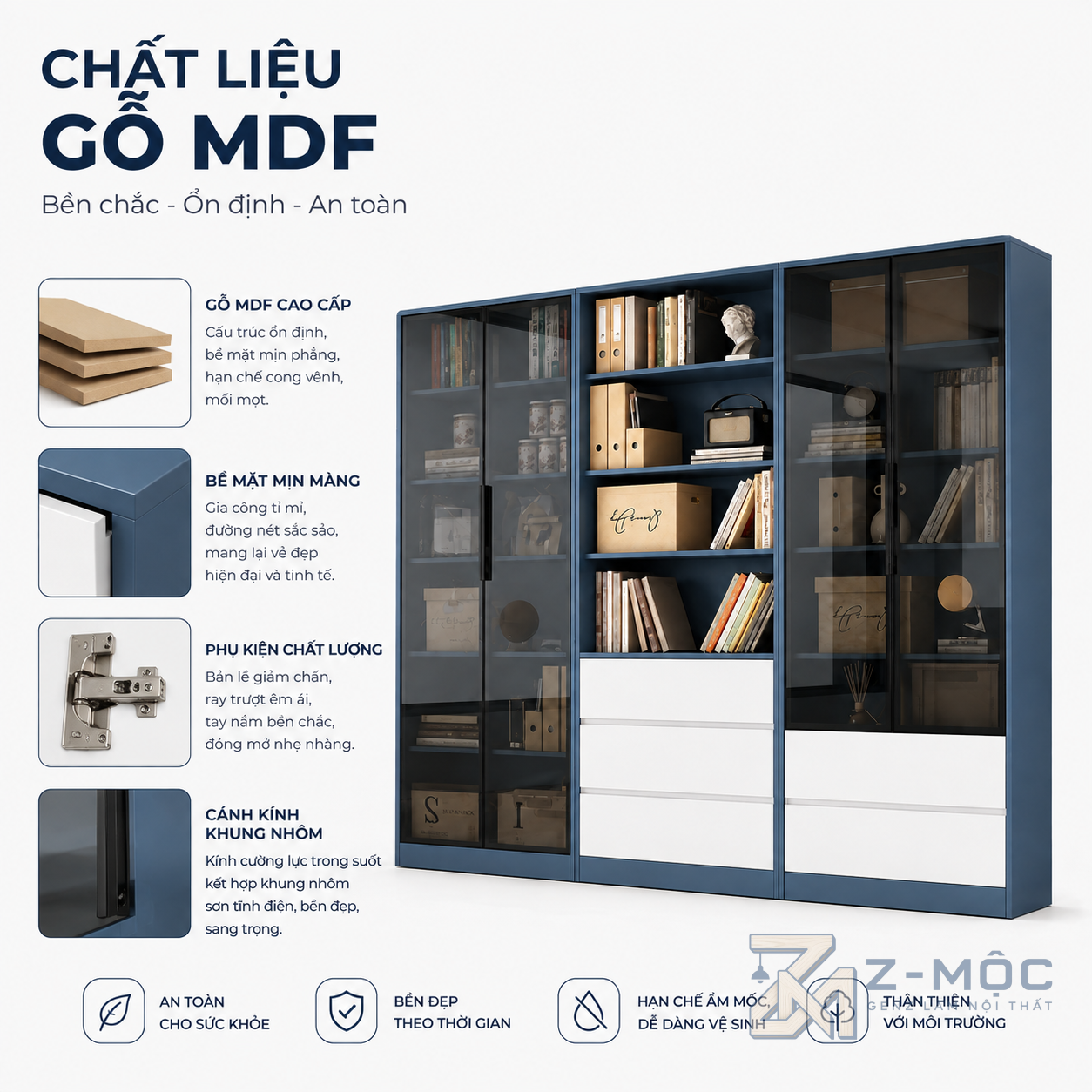 Gỗ MDF phủ Melamine bền đẹp, dễ vệ sinh