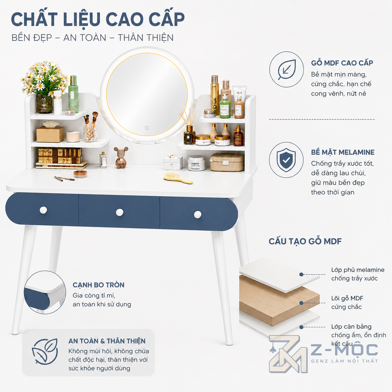 Gỗ MDF Phủ Melamine Bền Đẹp, Dễ Vệ Sinh