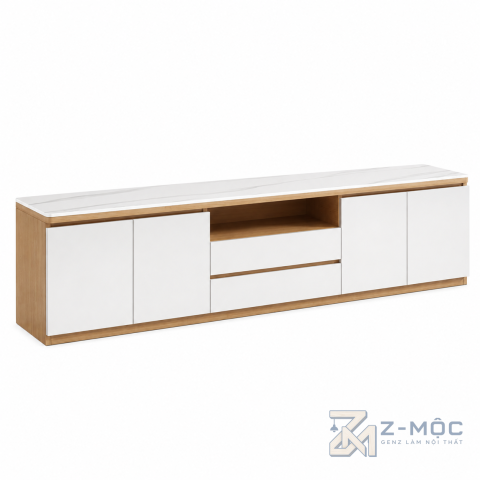 Kệ Tivi Dài Kèm Mặt Đá Trắng Phối Xanh Hiện Đại ZM-90003 - ảnh chi tiết 1