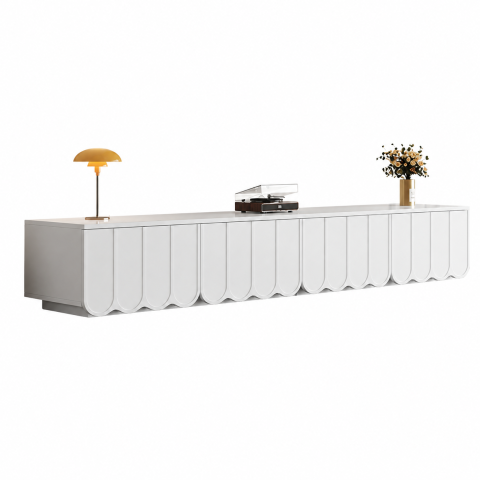 Kệ Tivi Trắng Cánh Gợn Sóng Độc Đáo ZM-90010 - 2200x400x450mm - ZM-90010.2