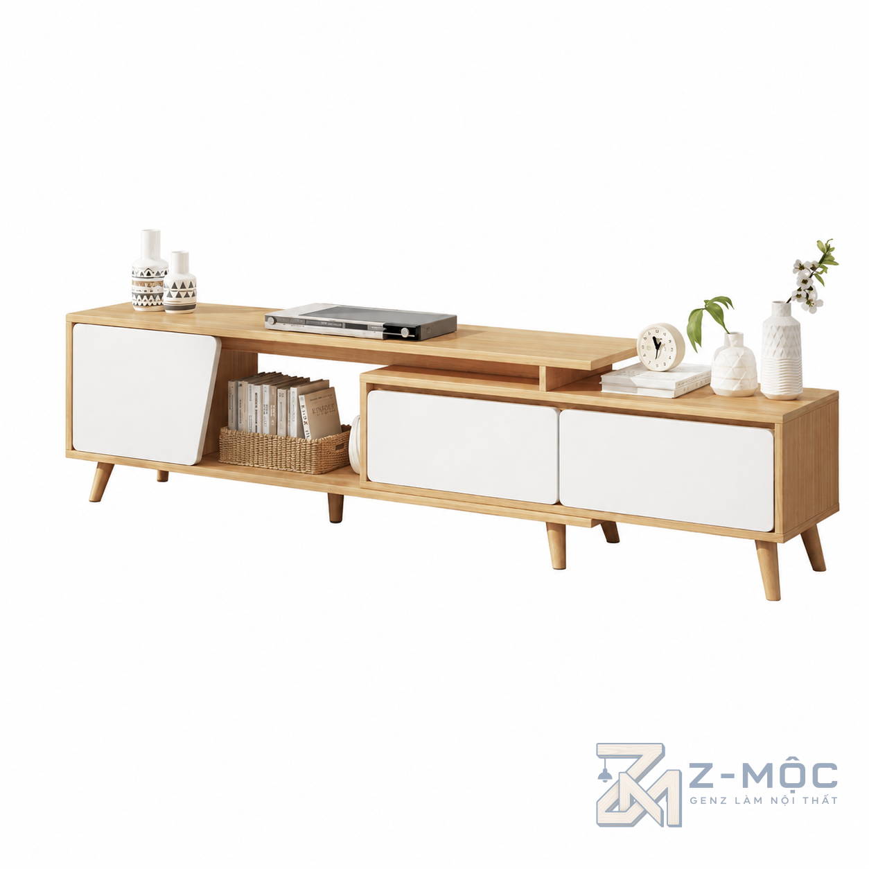 Kệ Tivi Trắng Phối Xanh Dương Hiện Đại ZM-90001 - ảnh chi tiết 1