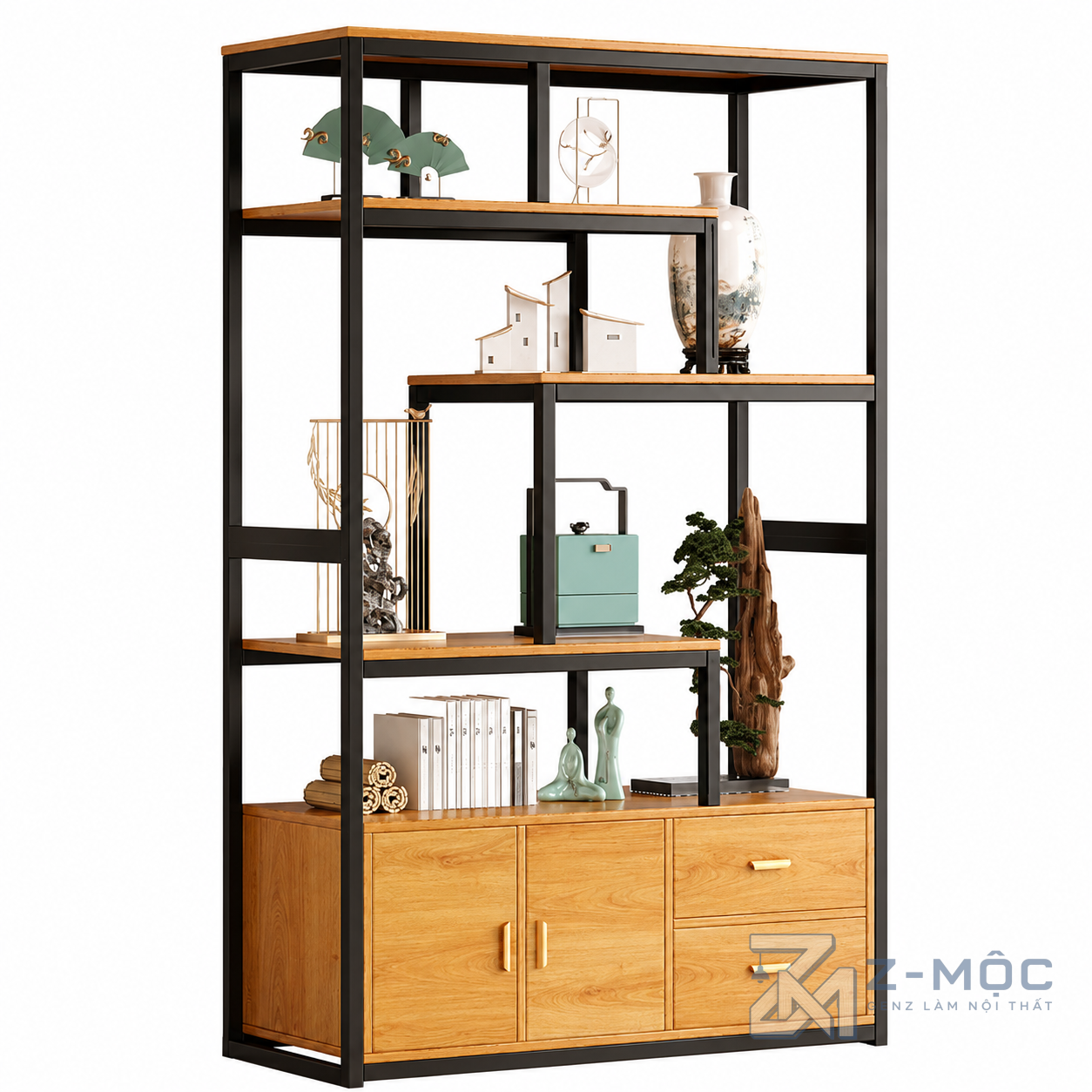 Kệ Trang Trí Gỗ MDF Kết Hợp Khung Sắt Có Tủ Ngăn Kéo ZM-94012 - ảnh chi tiết 7