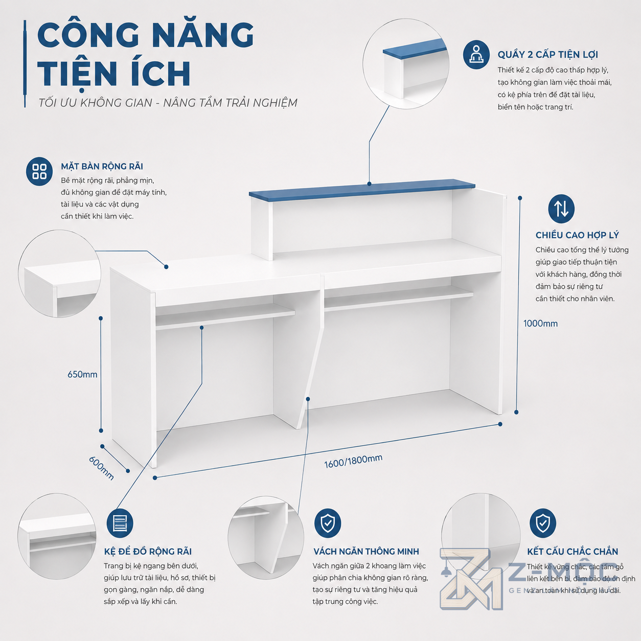 Kết hợp khu vực làm việc và lưu trữ