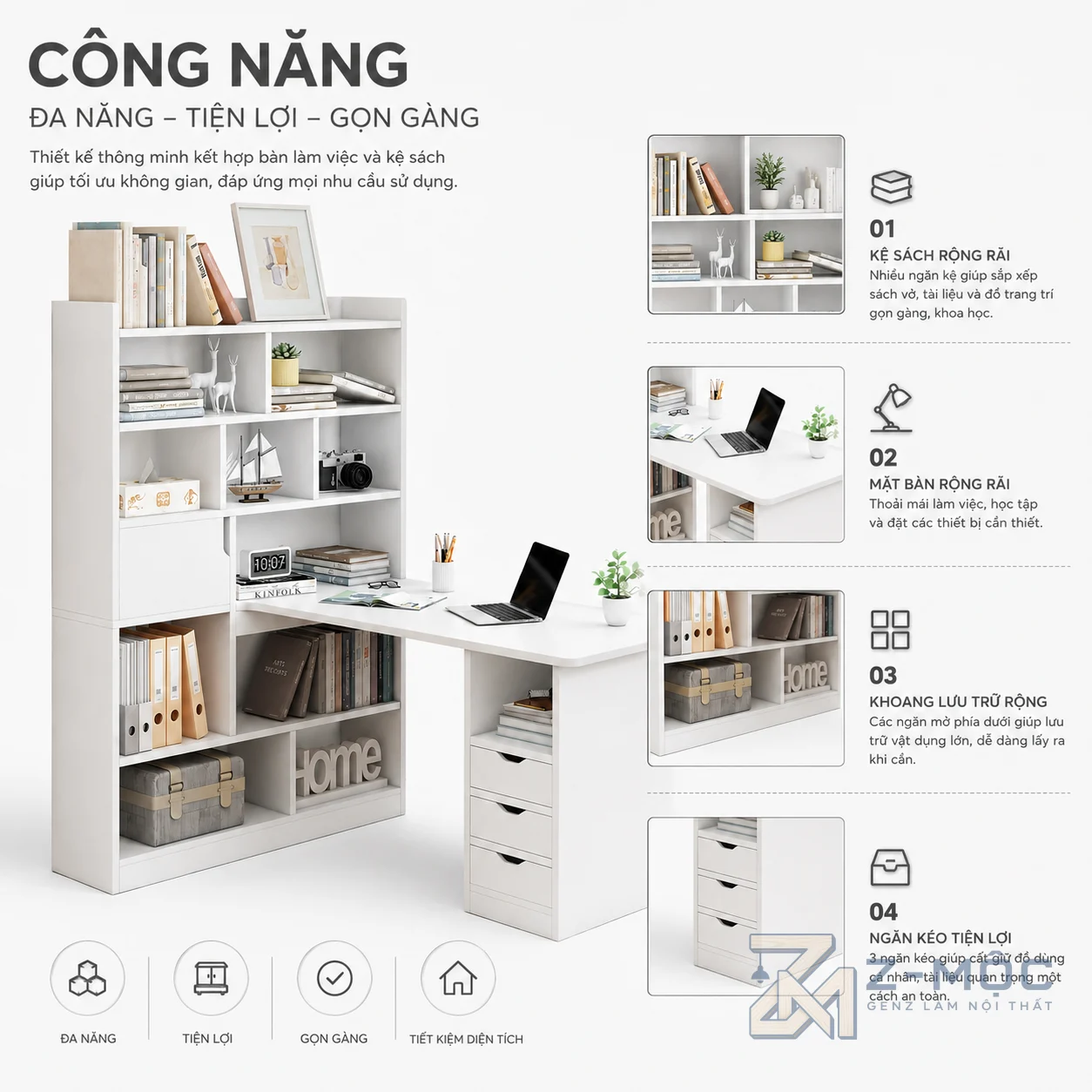Kết hợp làm việc và lưu trữ tiện lợi