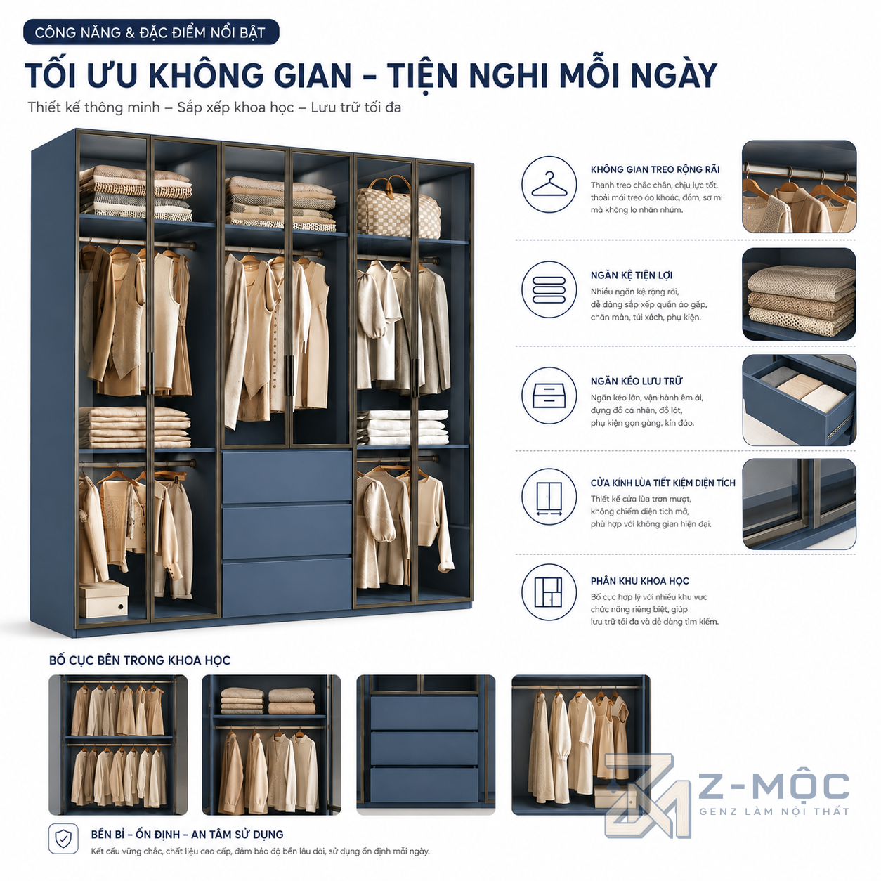 Không gian lưu trữ khoa học cho nhiều loại trang phục