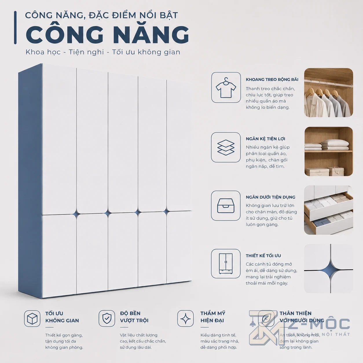 Không gian lưu trữ rộng rãi và khoa học