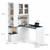 Kích thước chi tiết Bàn Làm Việc Chữ L Liền Kệ Tủ Kính ZM-70048