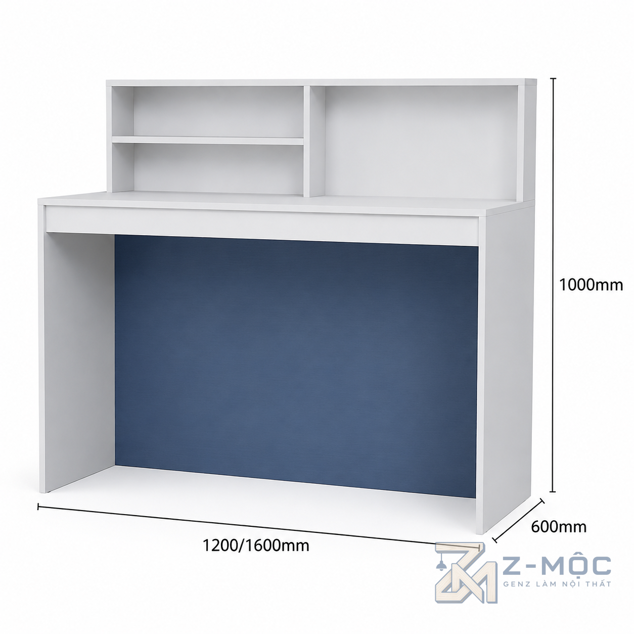 Kích thước chi tiết Quầy Lễ Tân Trắng Phối Xanh Hiện Đại ZM-30001