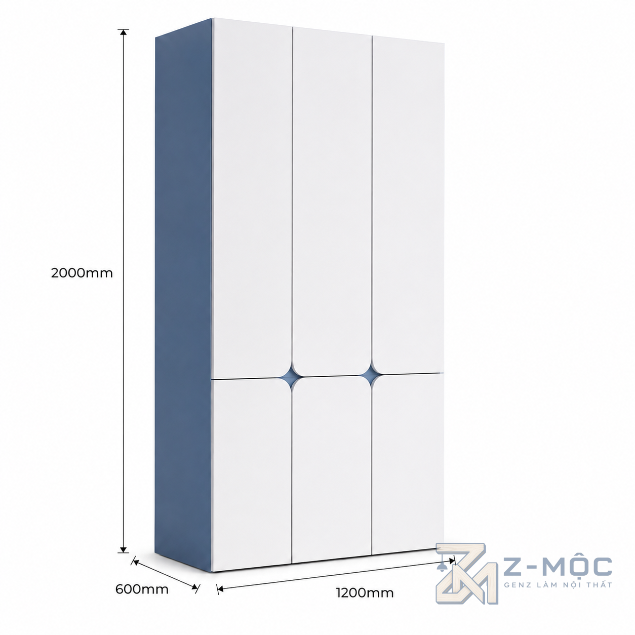 Kích thước chi tiết Tủ Quần Áo 5 Cánh Hiện Đại Màu Trắng ZM-10024