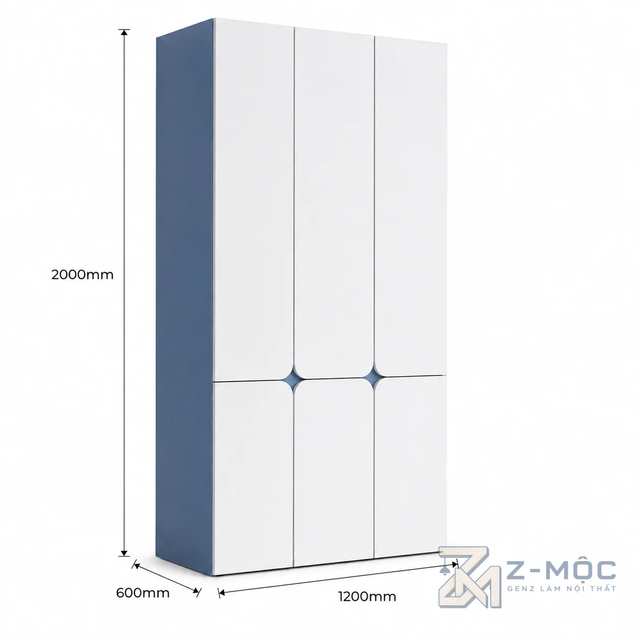 Kích thước chi tiết Tủ Quần Áo 5 Cánh Hiện Đại Màu Trắng ZM-10024