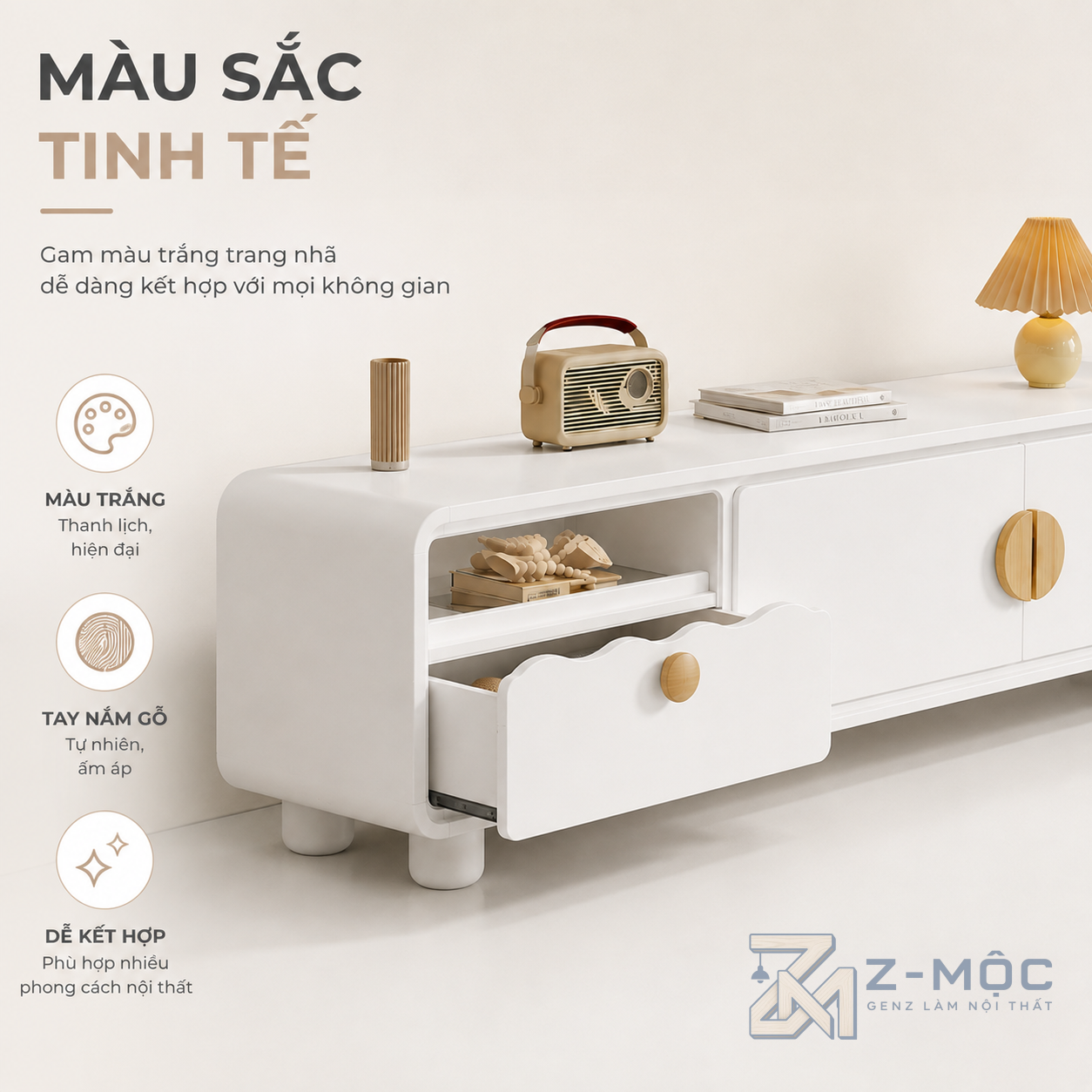 Màu trắng dễ phối với nhiều phong cách nội thất