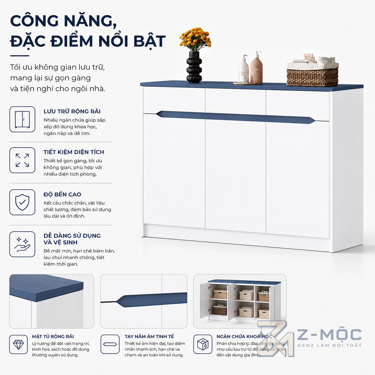 Nhiều khoang kín giúp phòng khách gọn hơn