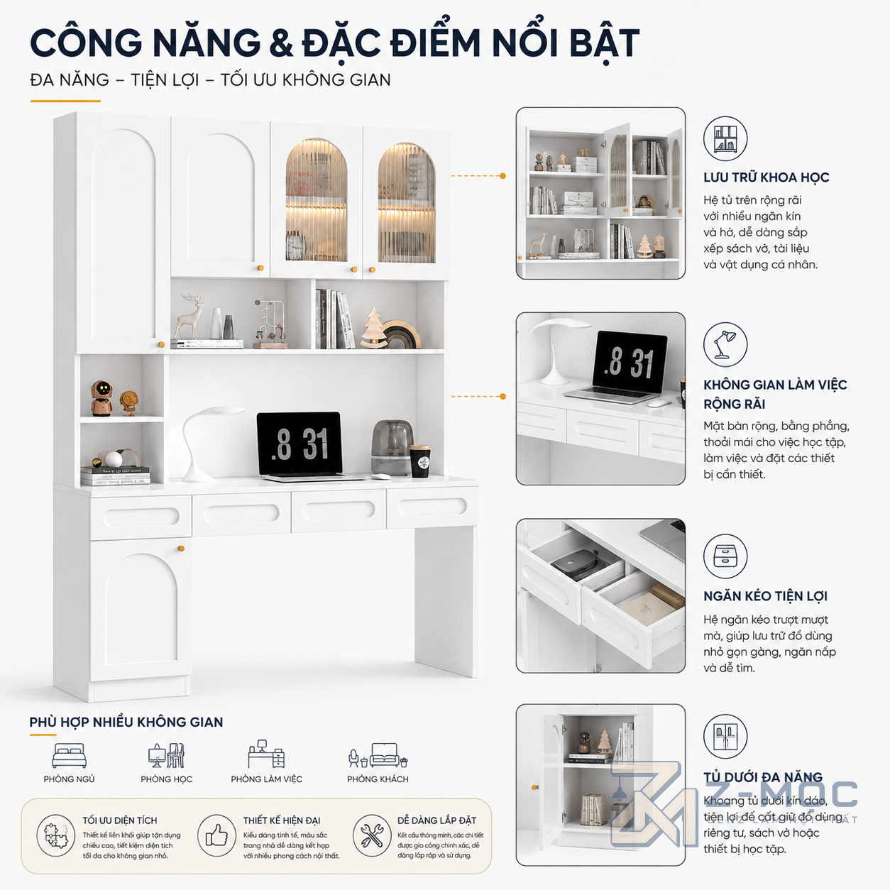 Nhiều không gian lưu trữ trong cùng một thiết kế