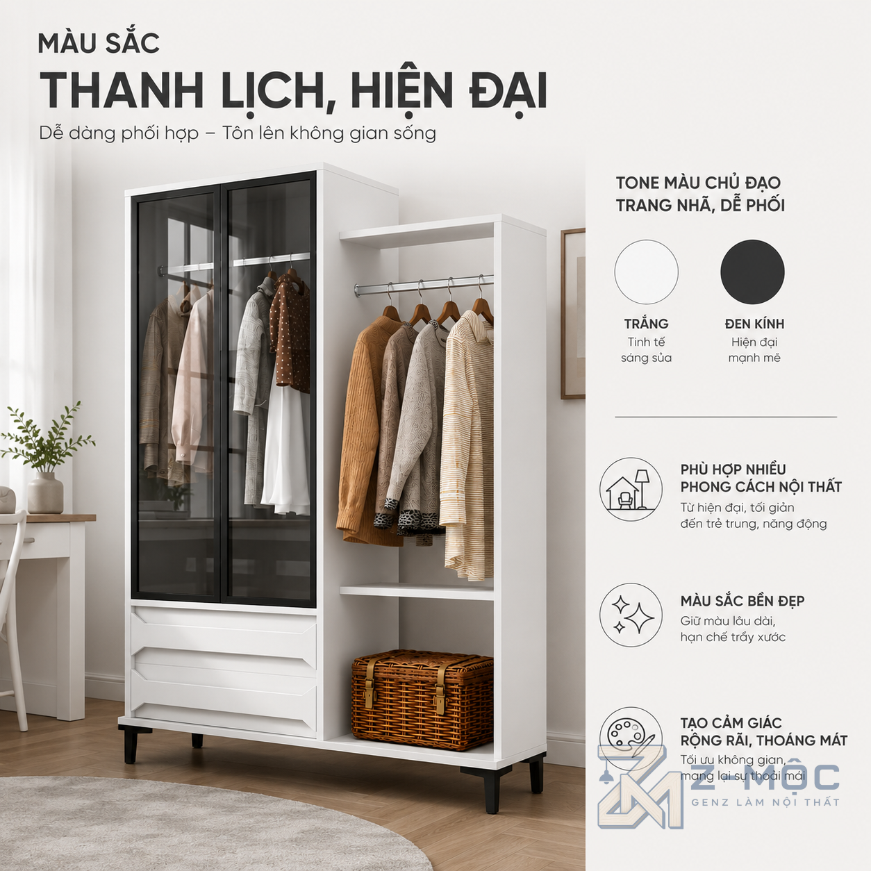 Phù hợp nhiều không gian phòng ngủ
