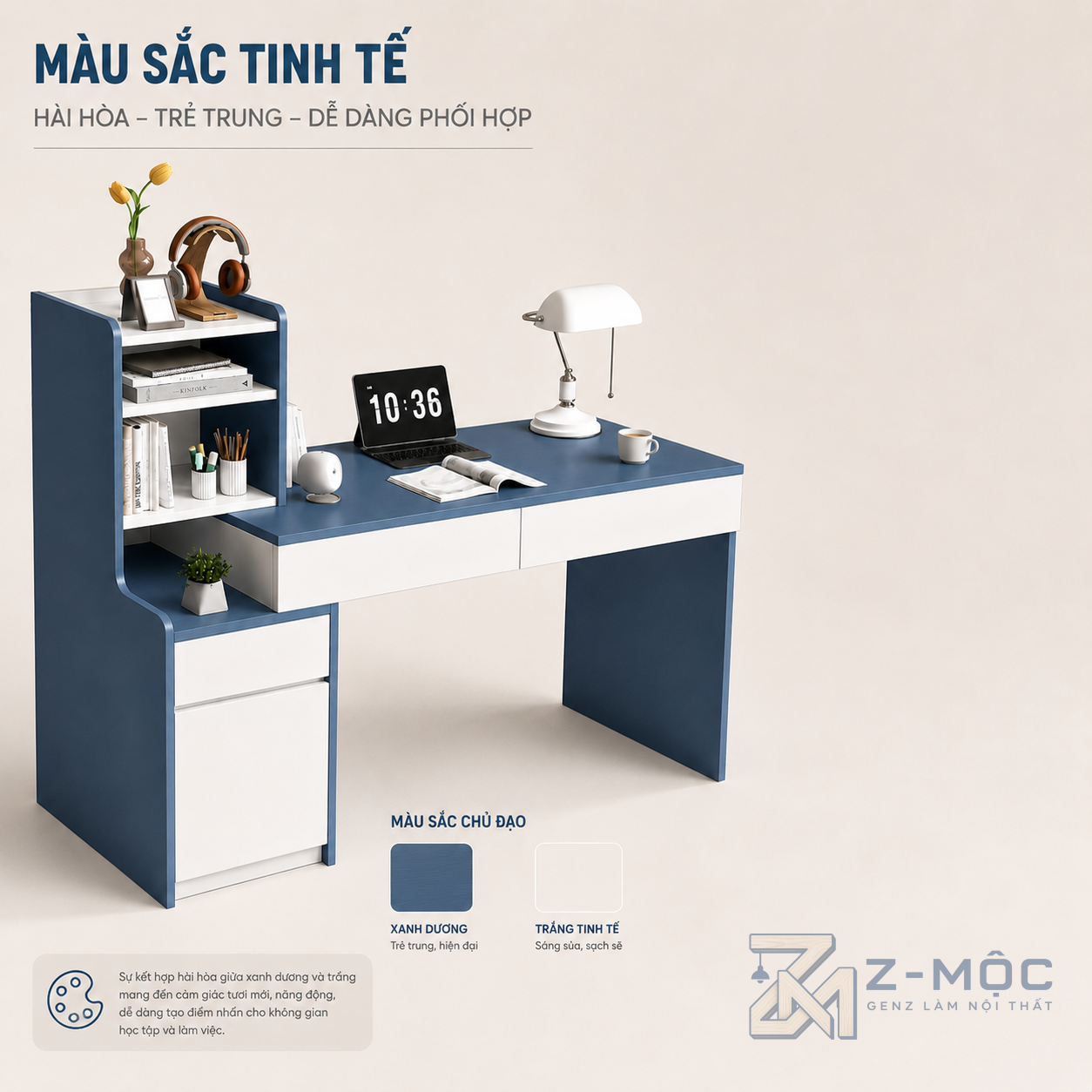 Phù hợp với phòng ngủ và góc làm việc nhỏ