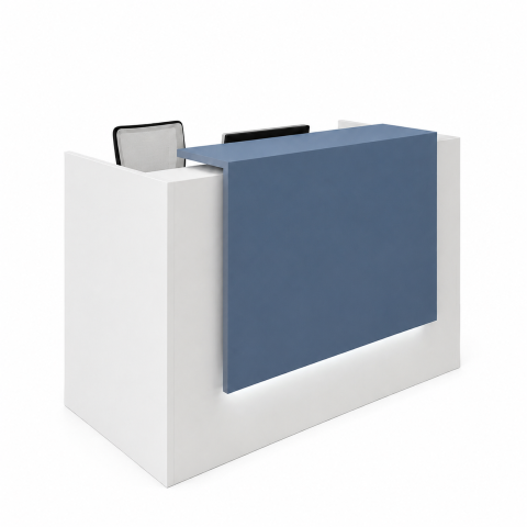 Quầy Lễ Tân Trắng Phối Xanh Dương Đơn Giản ZM-30004 - 1400x600x1000mm - ZM-30004.2