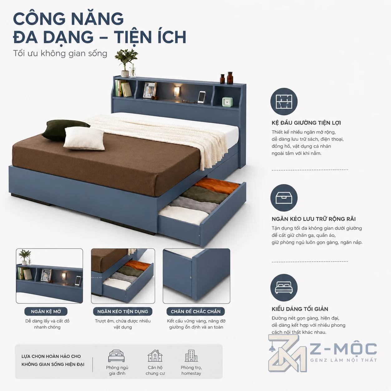 Tăng không gian lưu trữ nhờ hệ ngăn kéo rộng