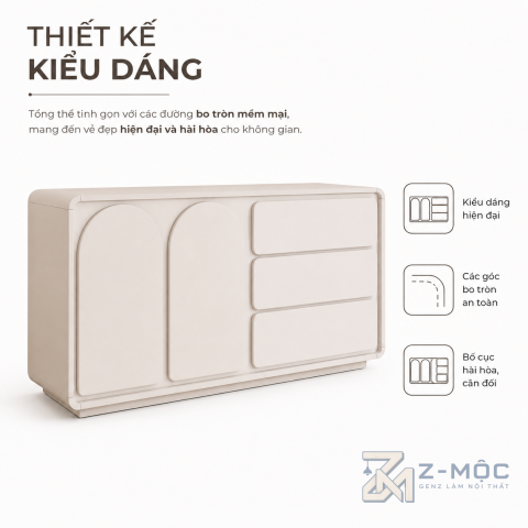 Thiết kế bo cong tạo điểm nhấn hiện đại