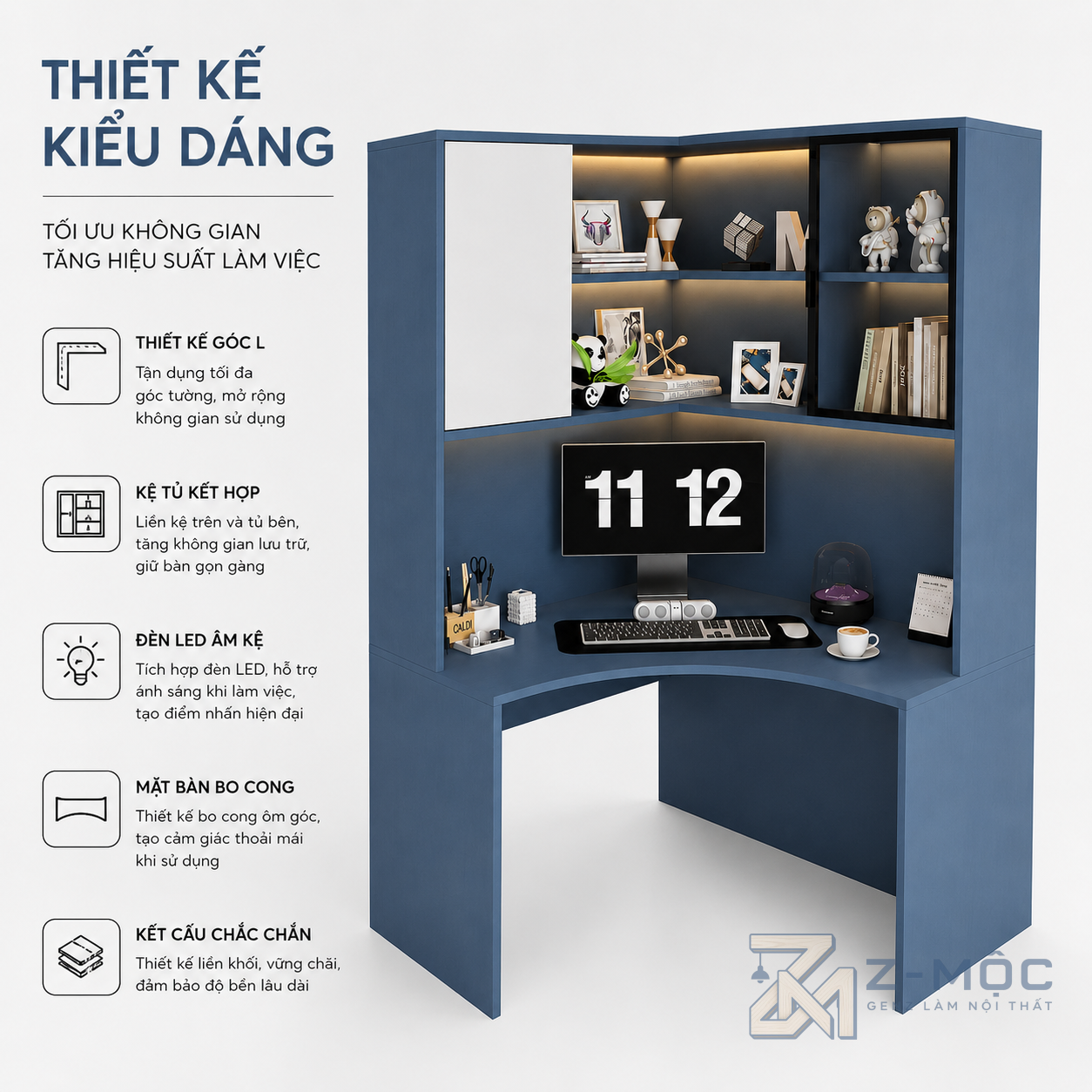 Thiết kế chữ L hiện đại, tận dụng tốt góc phòng