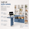 Thiết kế chữ L rộng rãi, phối trắng xanh dễ bài trí