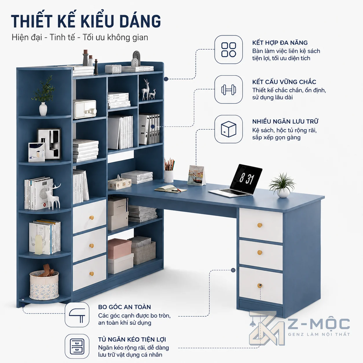 Thiết kế chữ L tận dụng hiệu quả diện tích