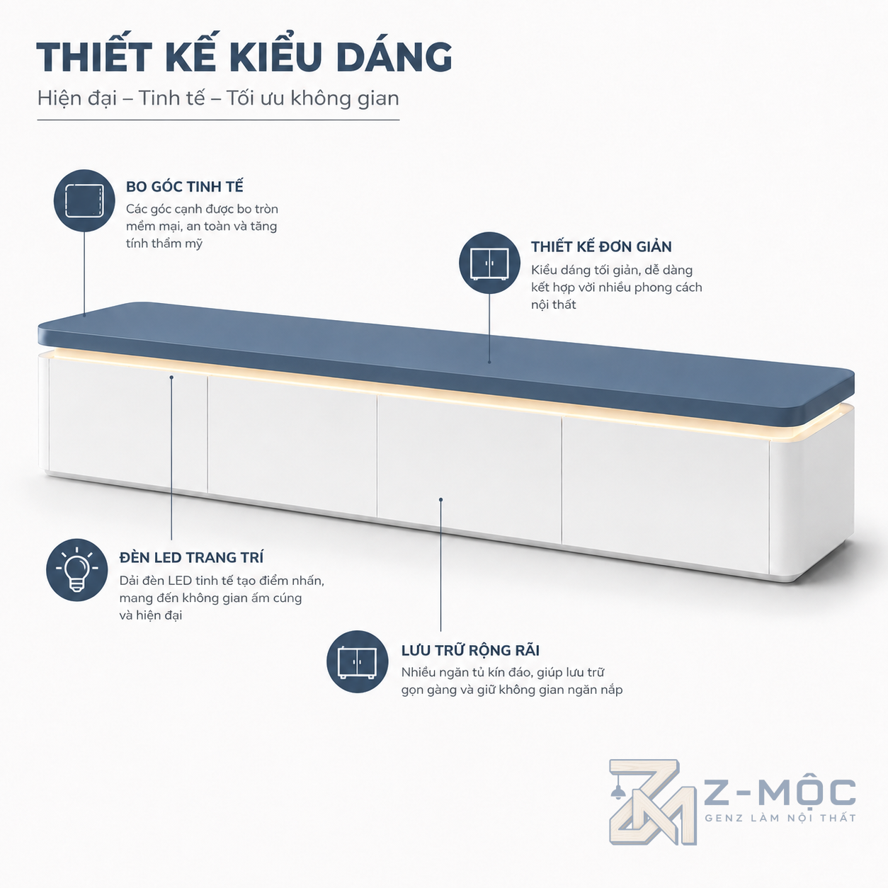 Thiết kế dáng dài, bo góc hiện đại