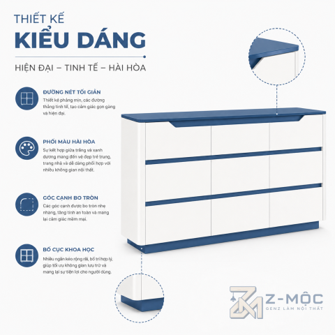 Thiết kế dáng dài, phối màu trắng xanh nổi bật